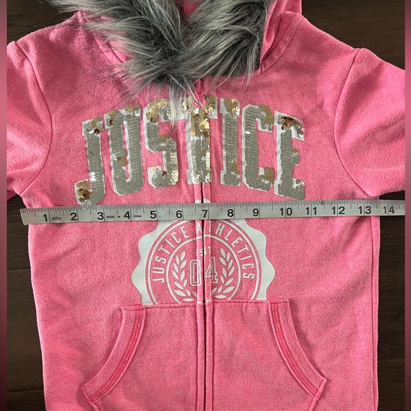 Kids Justice Active Zip Up Sweater with Fuzzy Hood - Picture 7 of 8